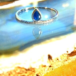 Sterling Silver Sapphire Cubic Zirconia Ring.